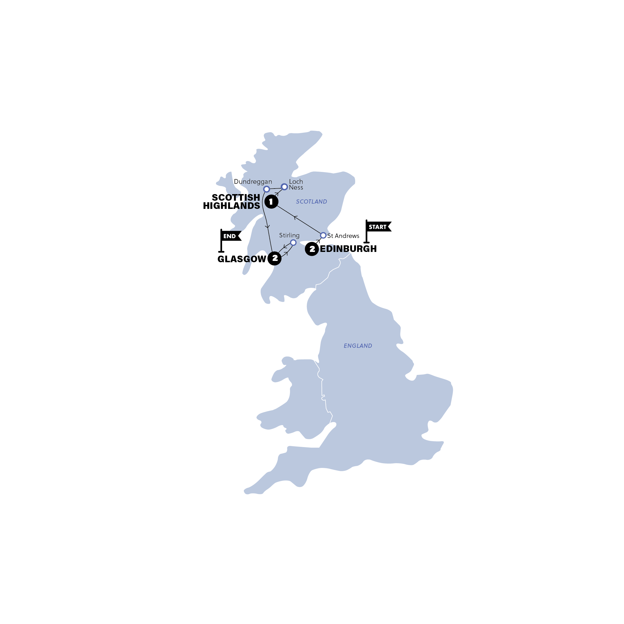 tourhub | Contiki | Scotland in a Week | Classic | Summer | 2025 | Tour Map