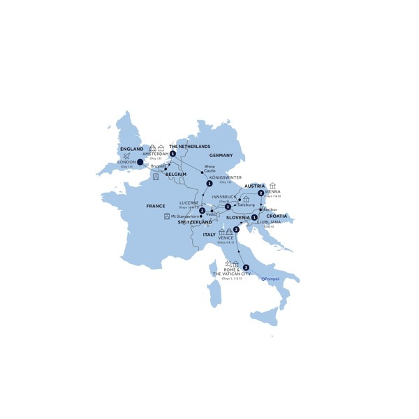 tourhub | Insight Vacations | Splendid Europe - Return Eurostar, Classic Group | Tour Map