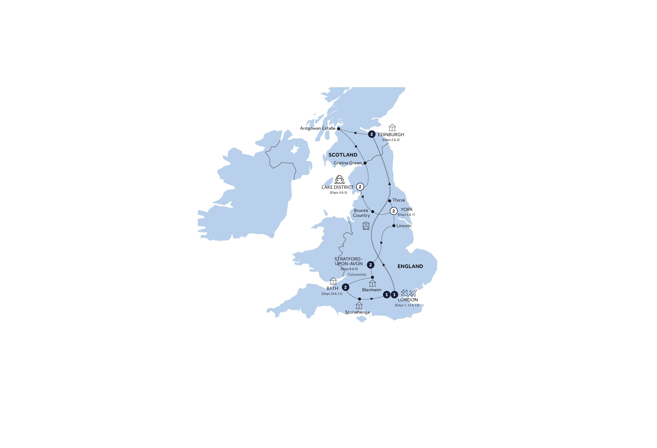 tourhub | Insight Vacations | Elegance of Great Britain - Start London, Small Group | Tour Map