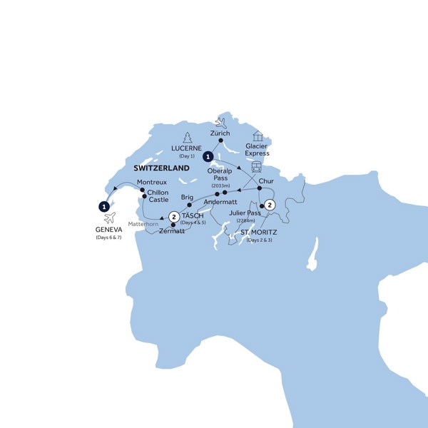 Magical Switzerland Itinerary Map