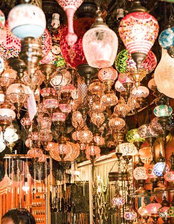 Handmade lanterns in a local market in Istanbul, Turkey