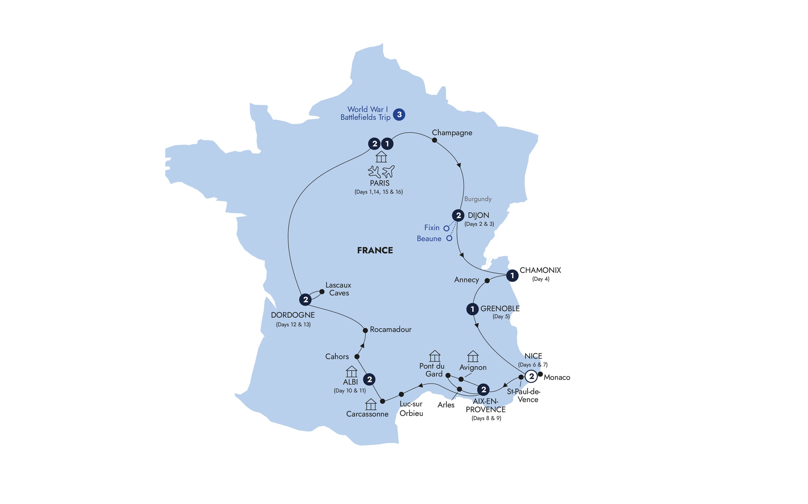 tourhub | Insight Vacations | Country Roads of France - Small Group | Tour Map