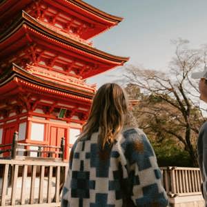 Travellers admire the Chureito Pagoda in Fujiyoshida, Japan, on the Contiki Best of Japan 35 to 45 Tour