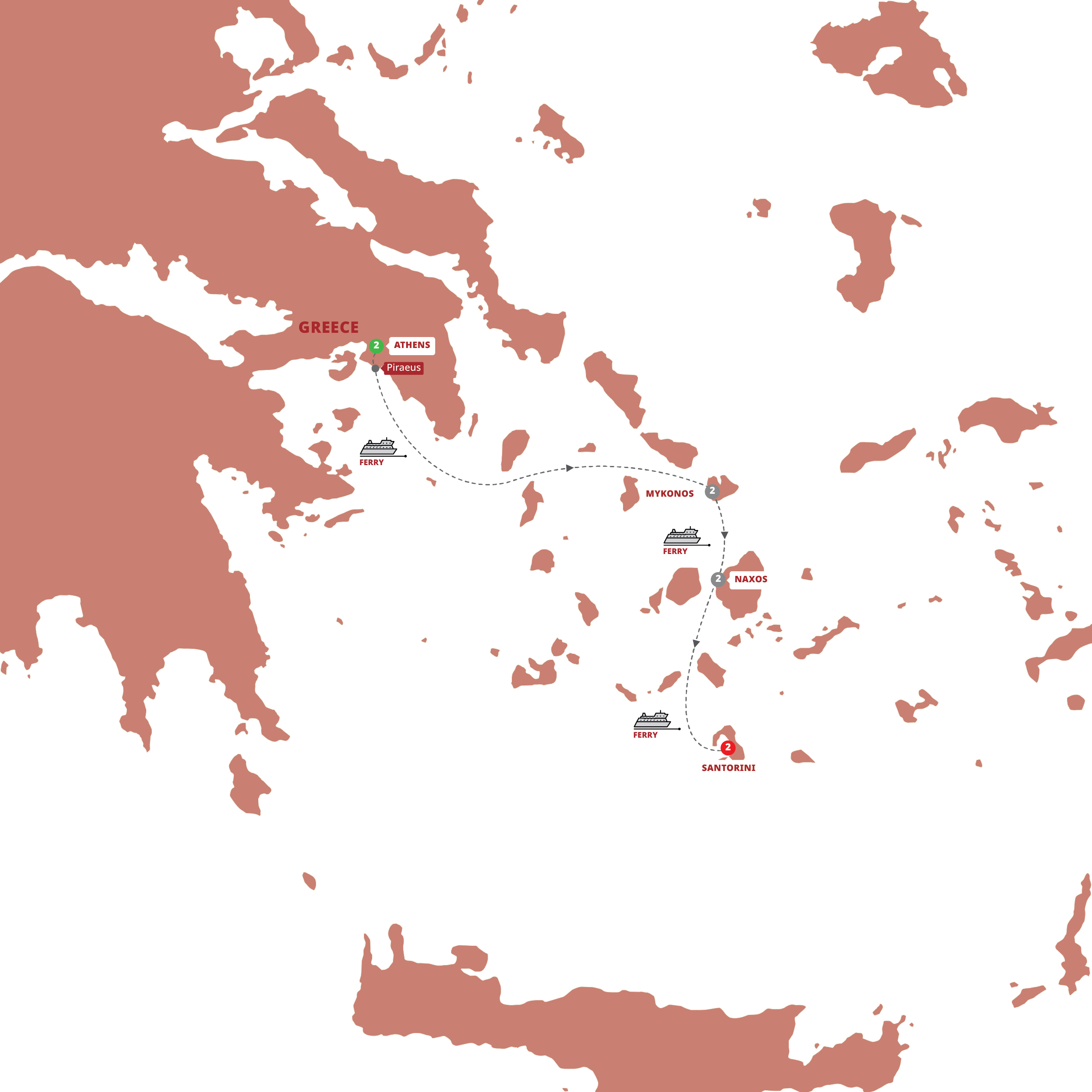 Map of Greek Island Explorer - Small Group from Trafalgar