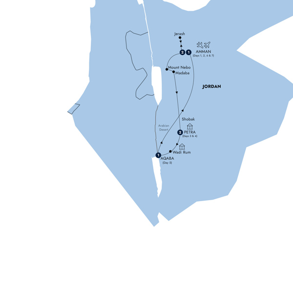 Jordan Experience - Classic Group Itinerary Map