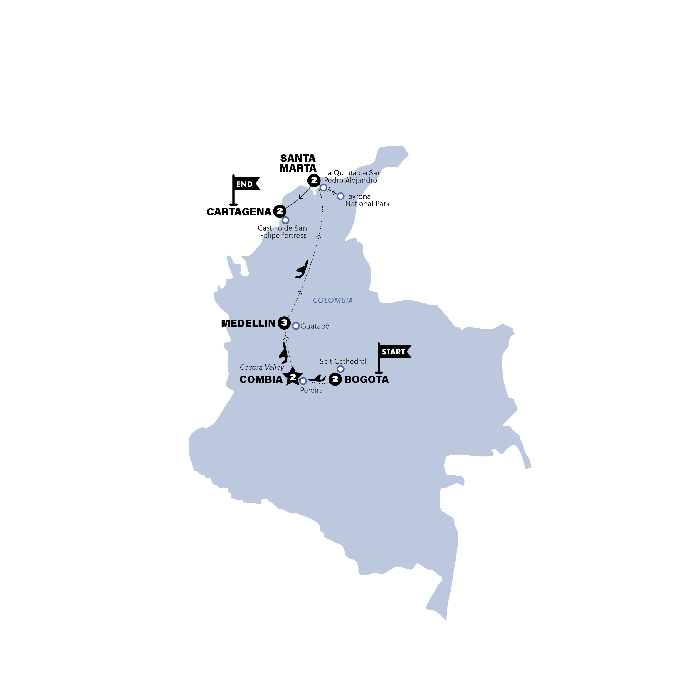 tourhub | Contiki | Hola Colombia | Tour Map