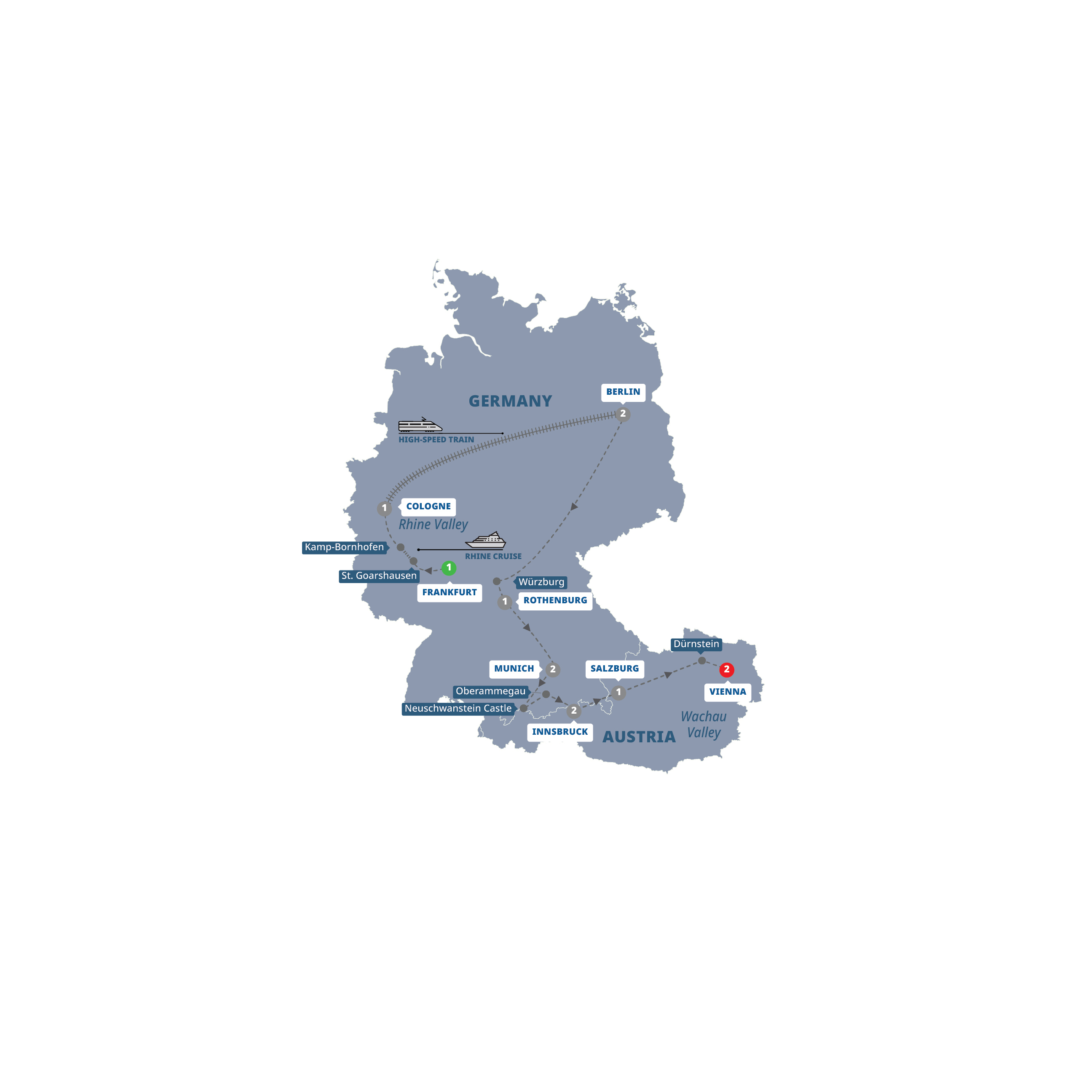 Map of Best of Germany and Austria from Trafalgar