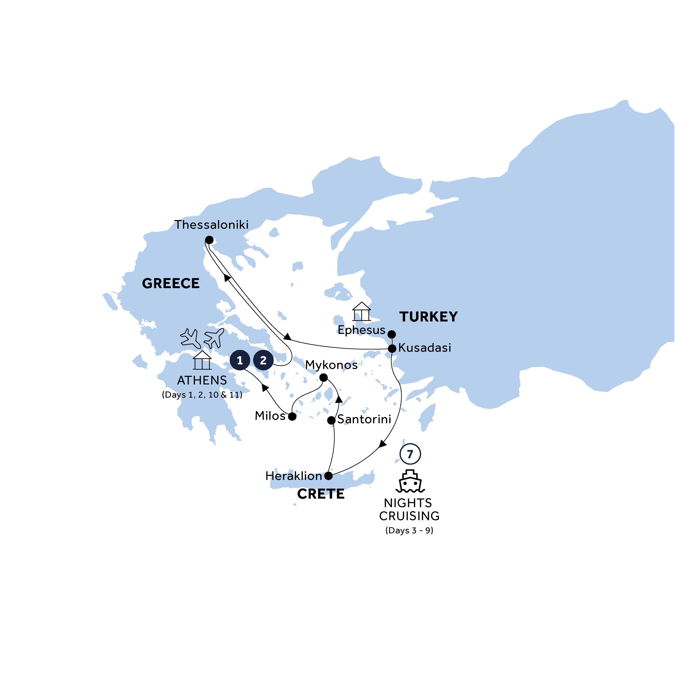 tourhub | Insight Vacations | Mediterranean Fables Idyllic (Greece) - Premium, Classic Group | Tour Map