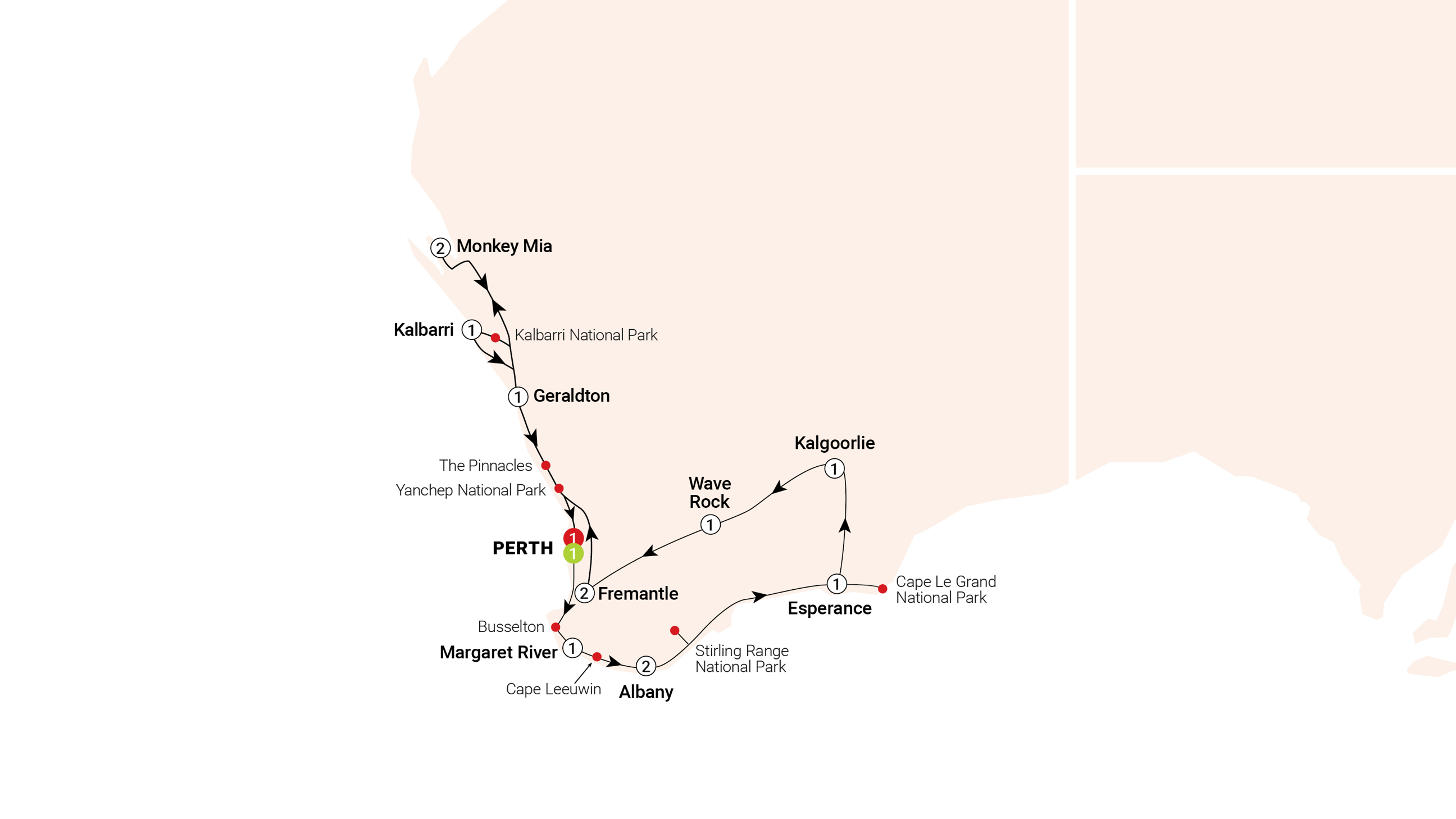 Map of Western Wonderland Trip