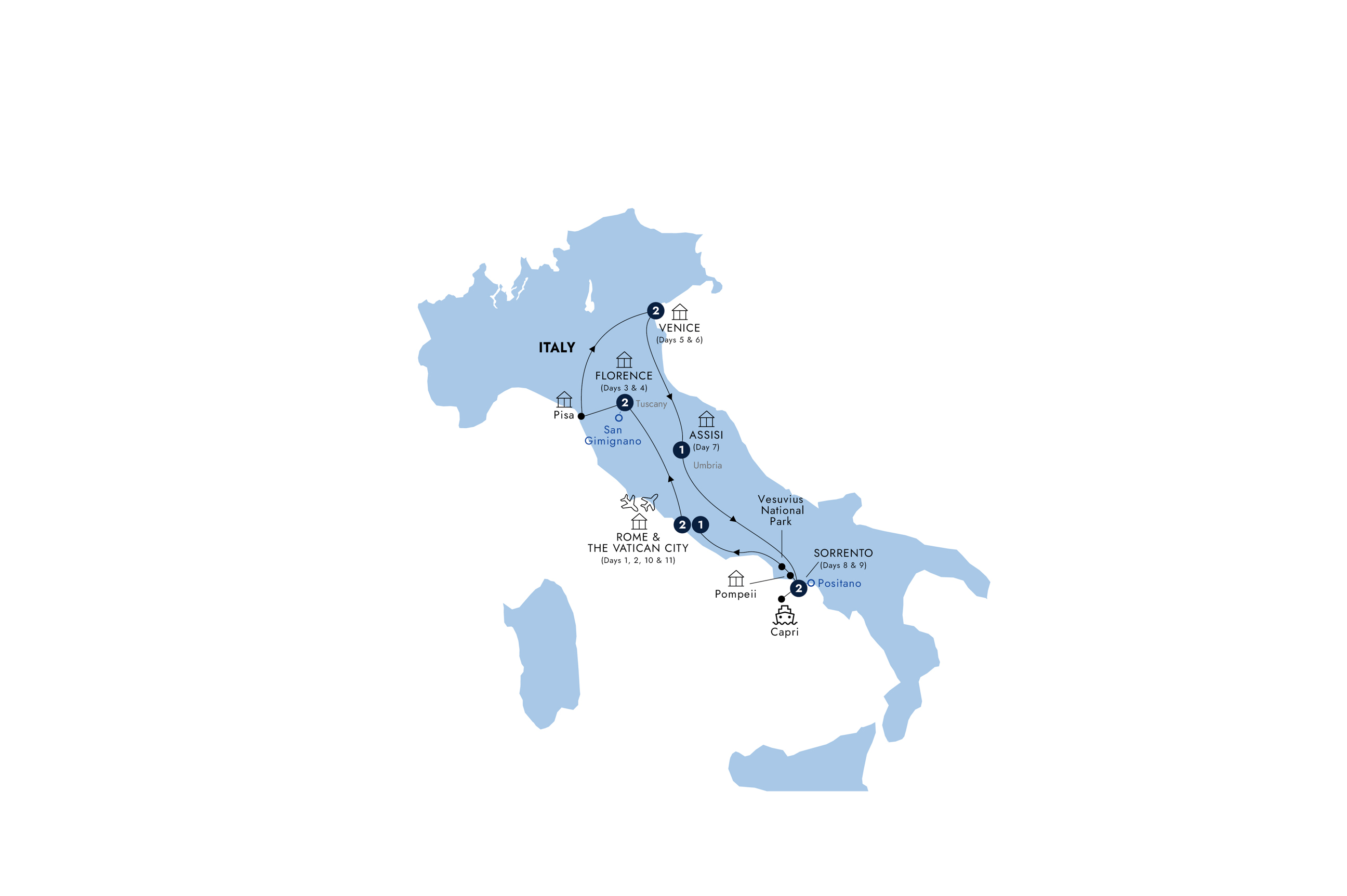 Map of Best of Italy - Small Group from Insight Vacations