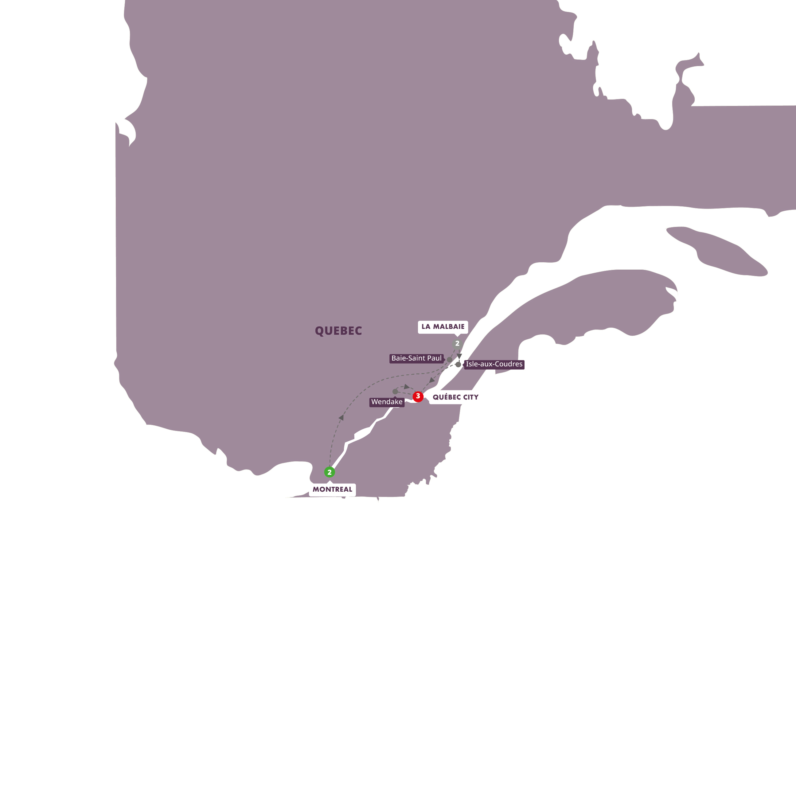Map of Quebec City and Beyond from Trafalgar