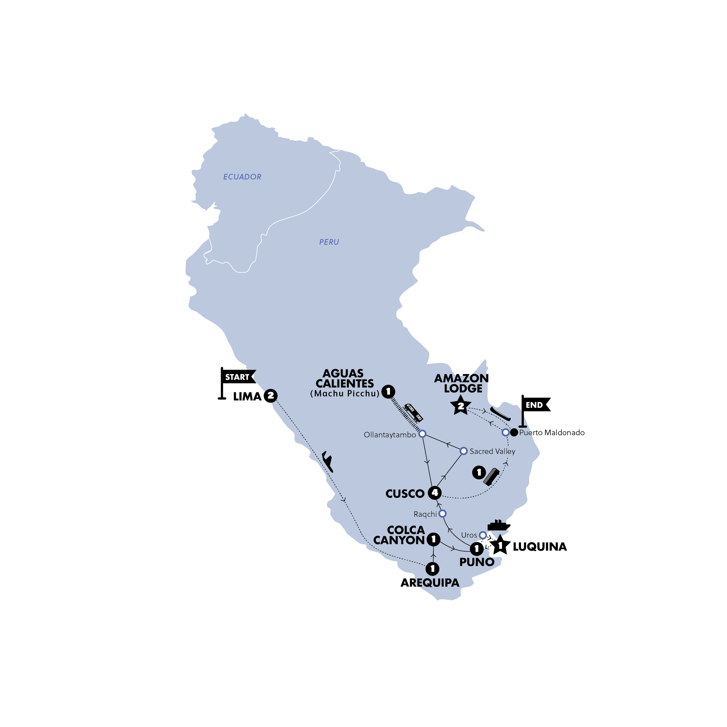 Map of Best of Peru | with Amazon from Contiki