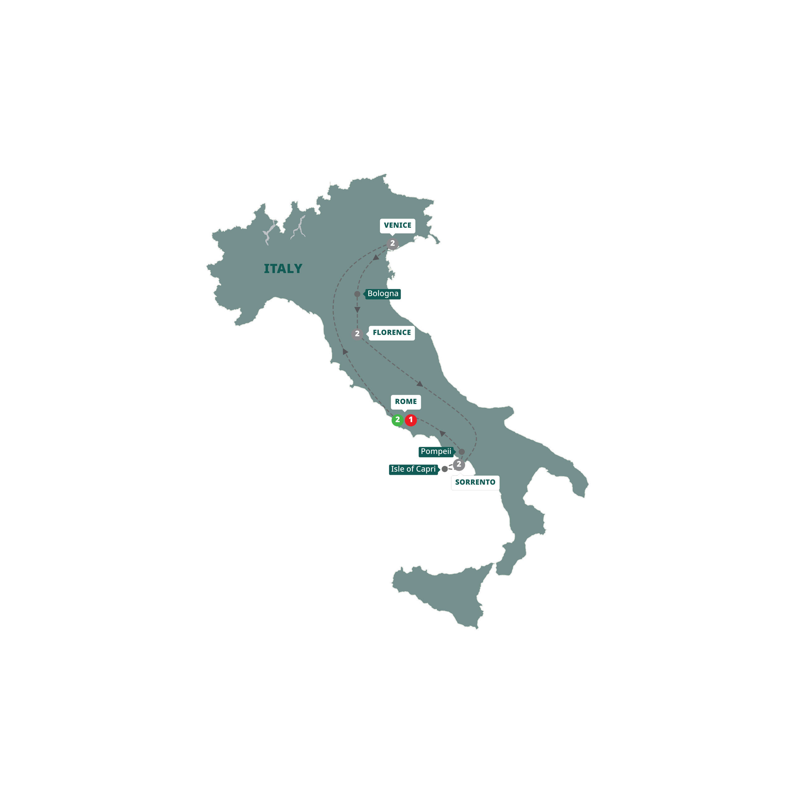 Real Italy Itinerary Map