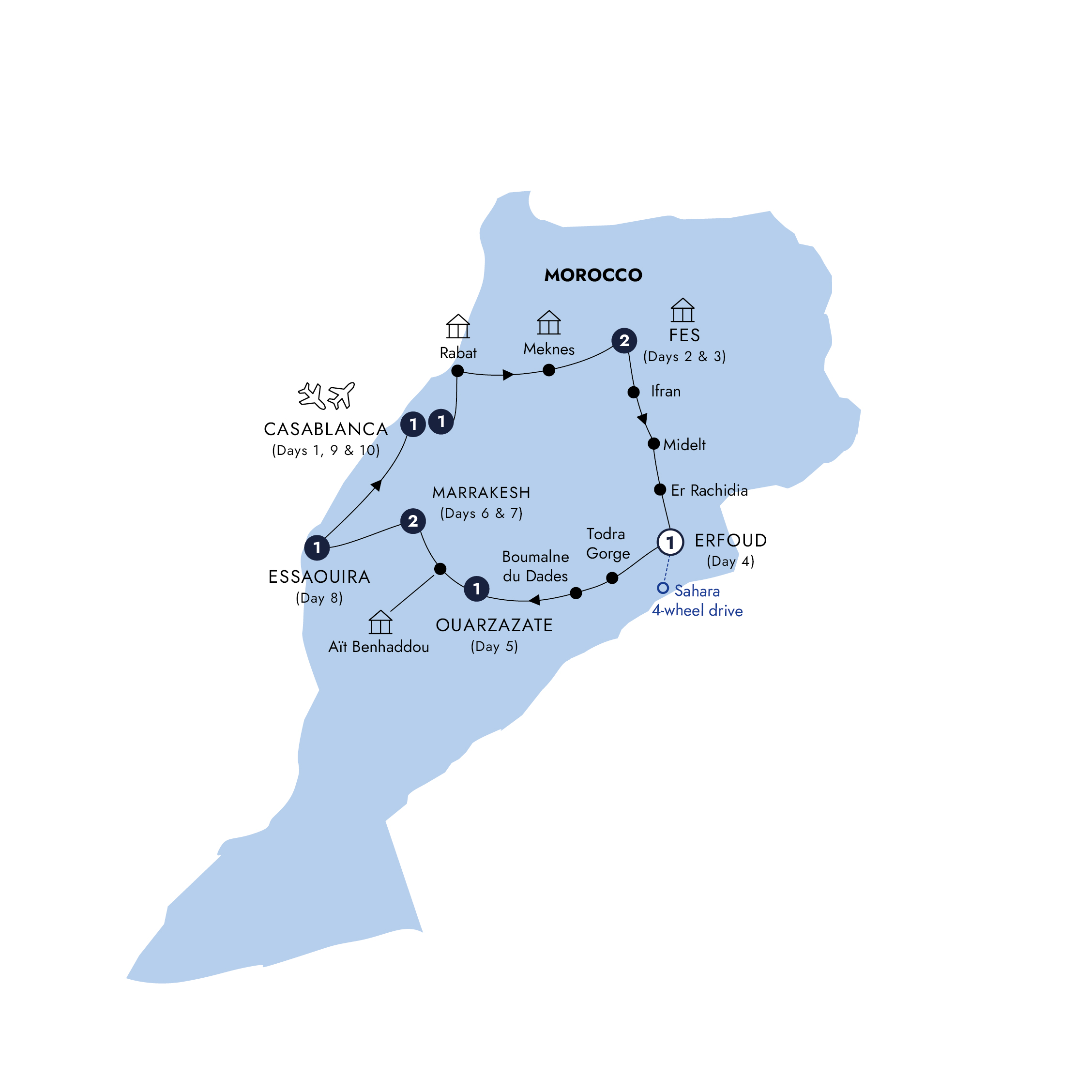 tourhub | Insight Vacations | Best of Morocco - Classic Group, Winter | Tour Map