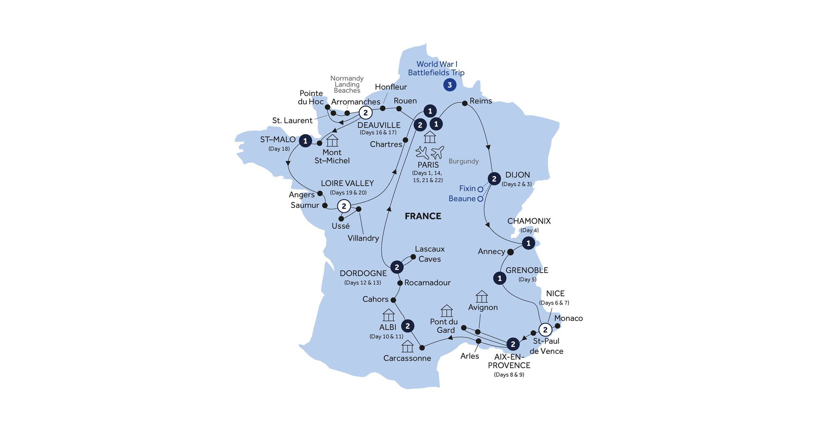 tourhub | Insight Vacations | French Heritage - Classic Group | Tour Map