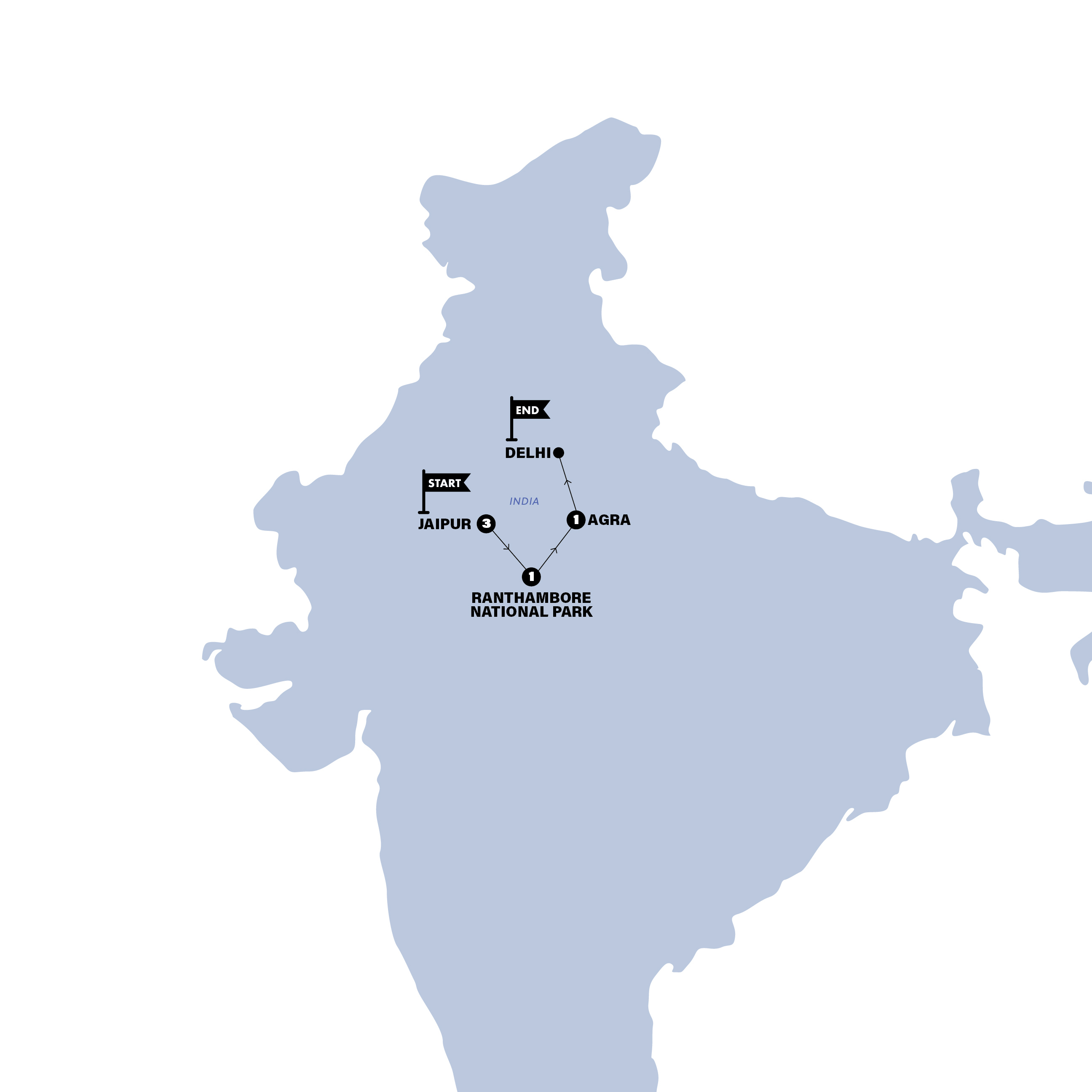 Map of India: Golden Triangle from Contiki