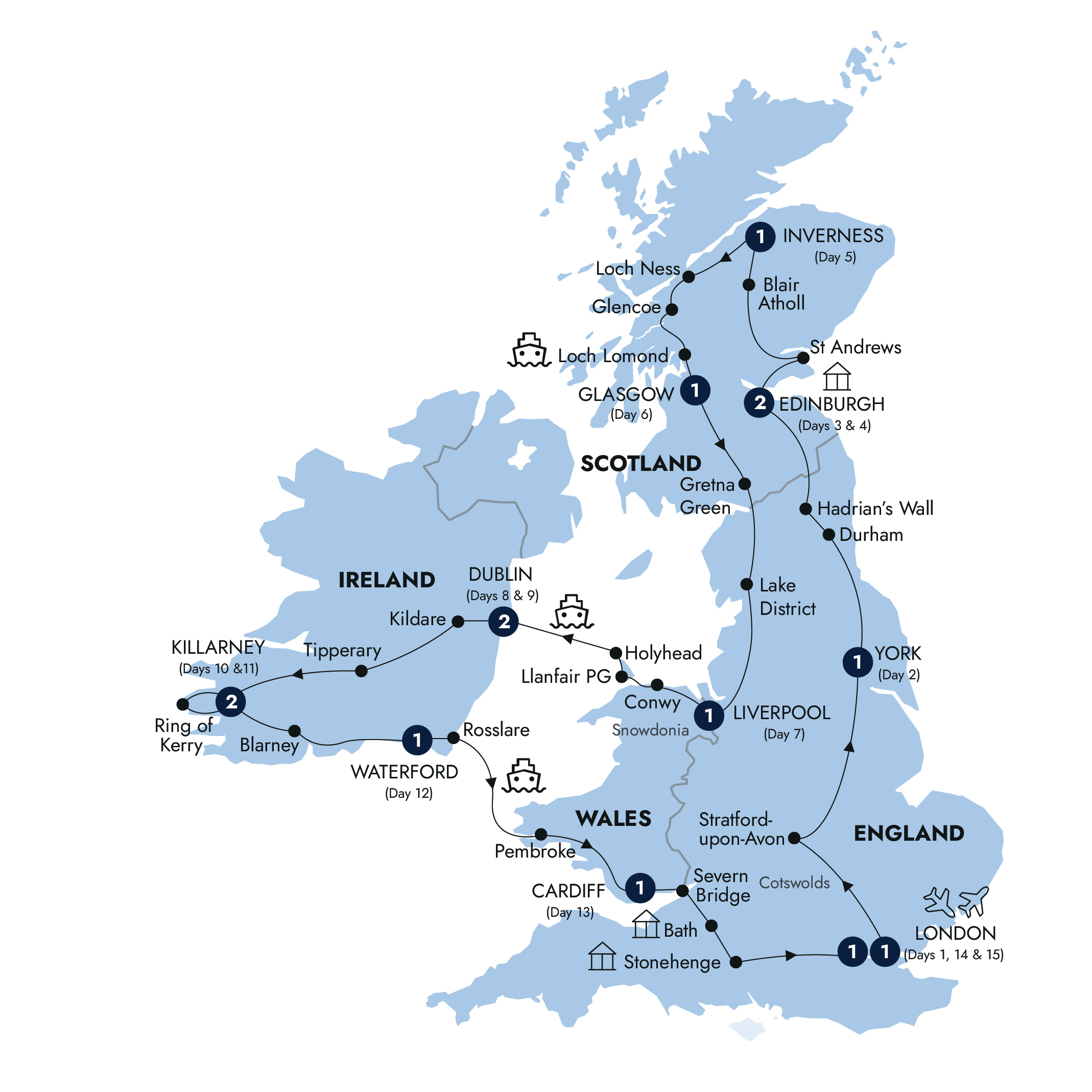 Map of Britain & Ireland Explorer (Summer 2027) from Insight Vacations