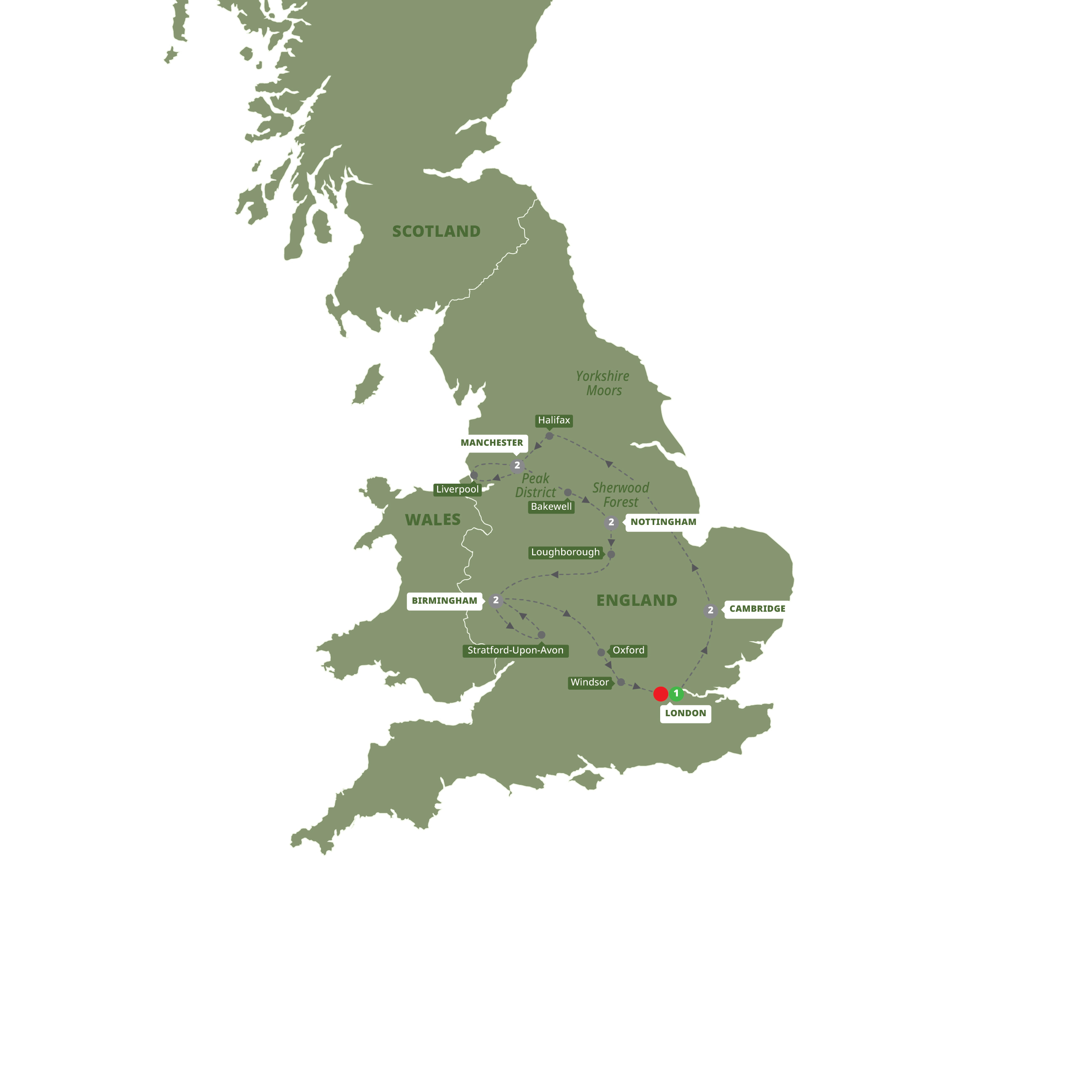 English Adventure Guided Tour Map 2027