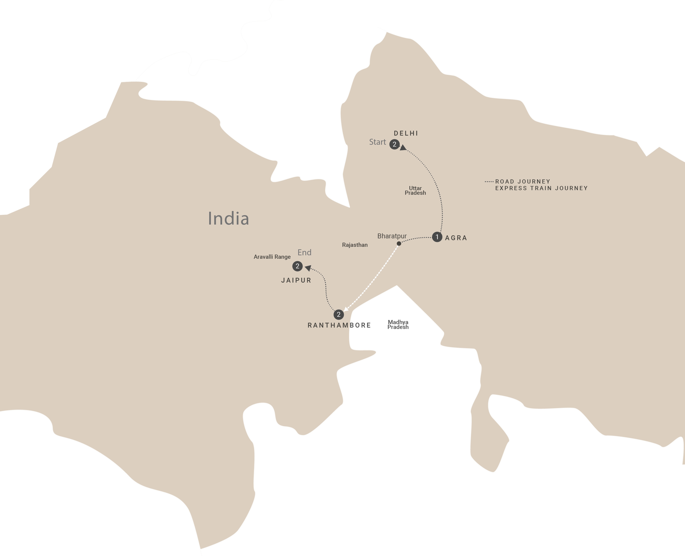 tourhub | Luxury Gold | Essence of India - end Jaipur | Tour Map