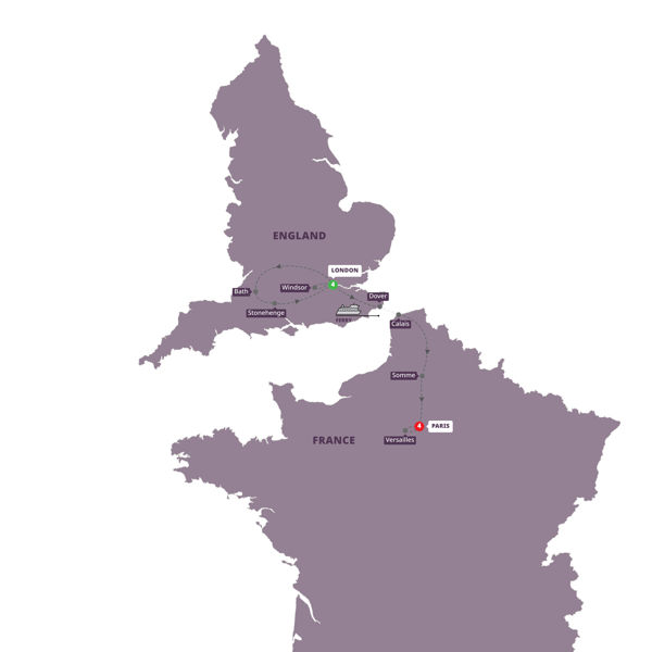 London and Paris Explorer Itinerary Map