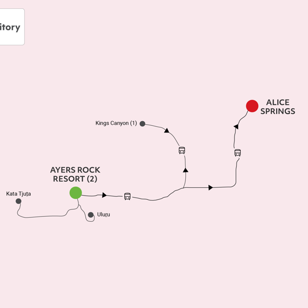 Uluru, Kata Tjuta and Kings Canyon Itinerary Map