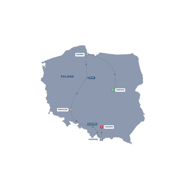 Best of Poland Itinerary Map