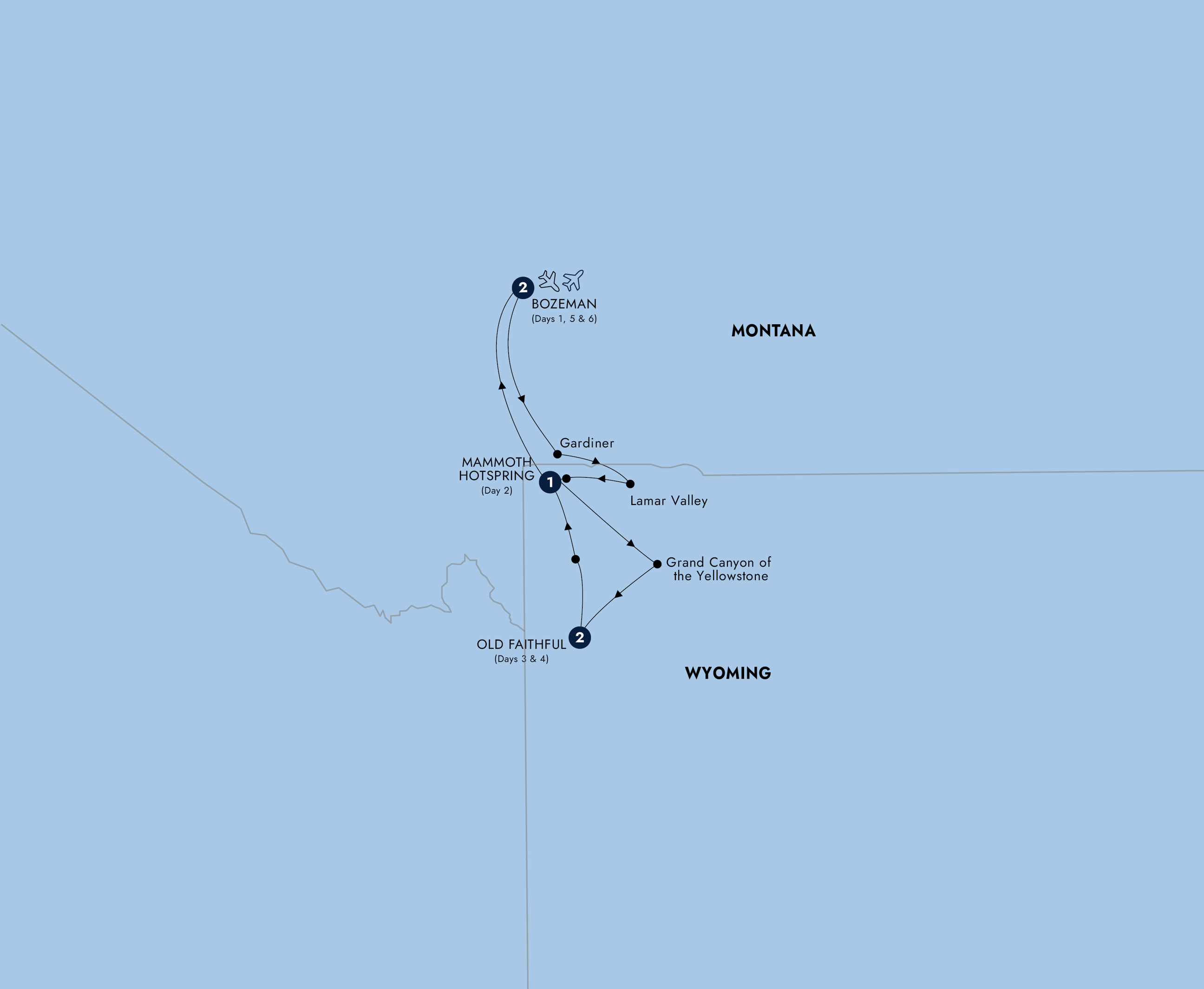 Map of Yellowstone Winter Escape - Small Group from Insight Vacations