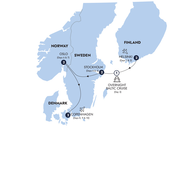 Northern Capitals Itinerary Map
