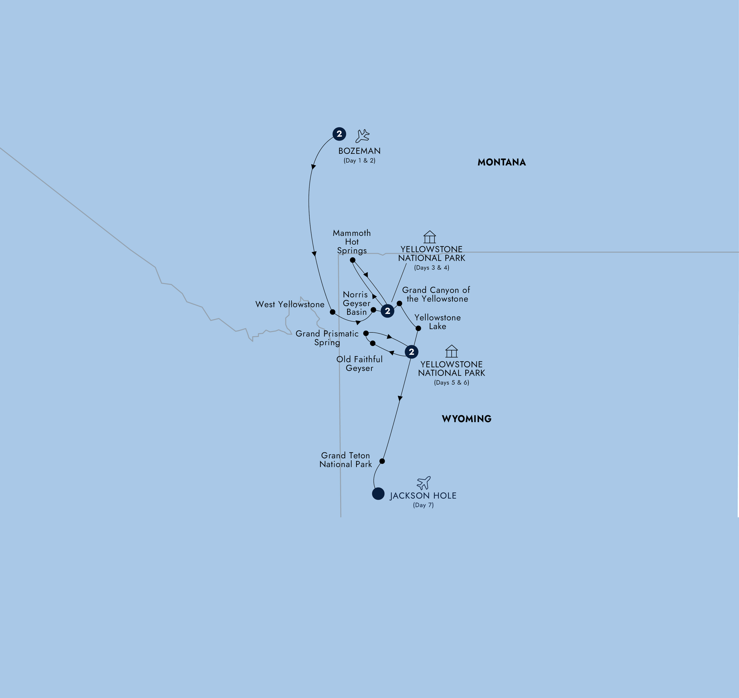 tourhub | Insight Vacations | Yellowstone Discovery | Tour Map