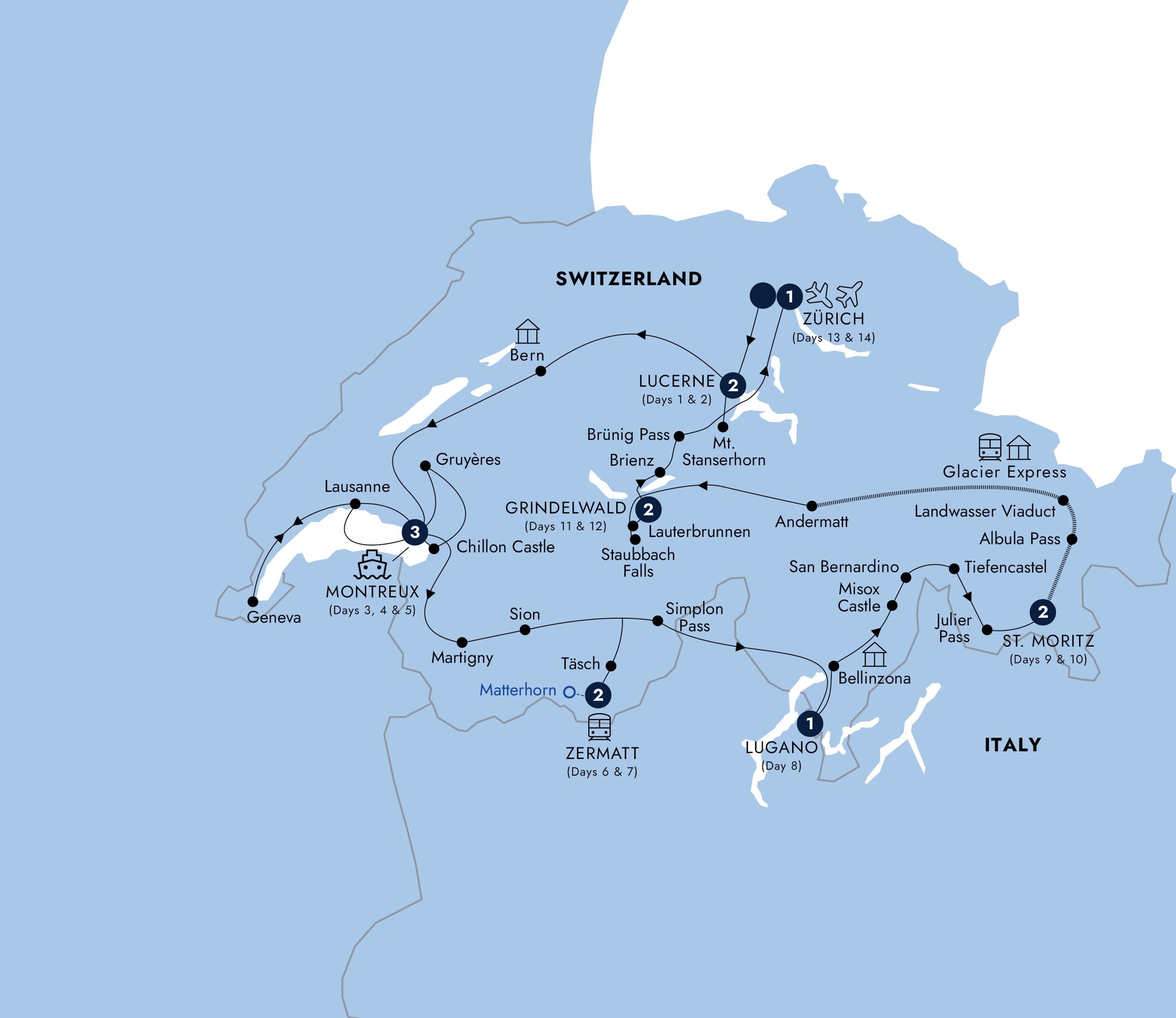 tourhub | Insight Vacations | Country Roads of Switzerland - Small Group | Tour Map