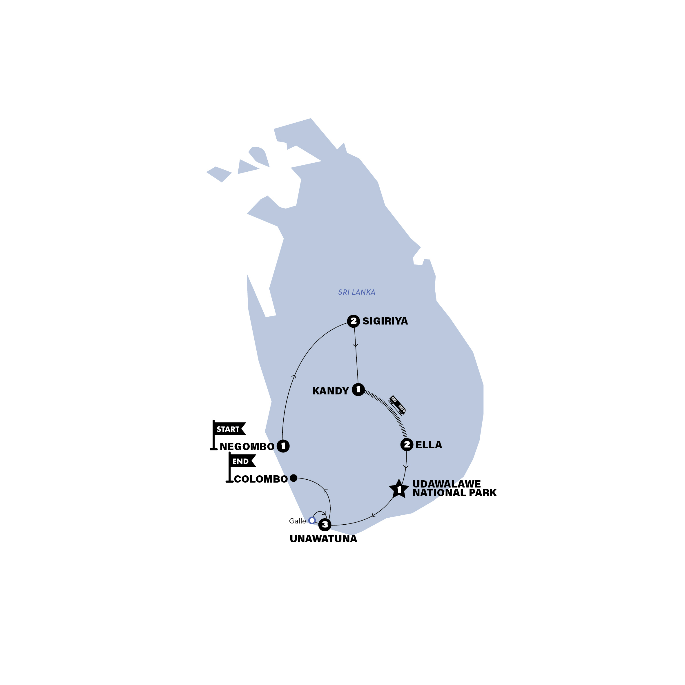 Map of Best of Sri Lanka from Contiki