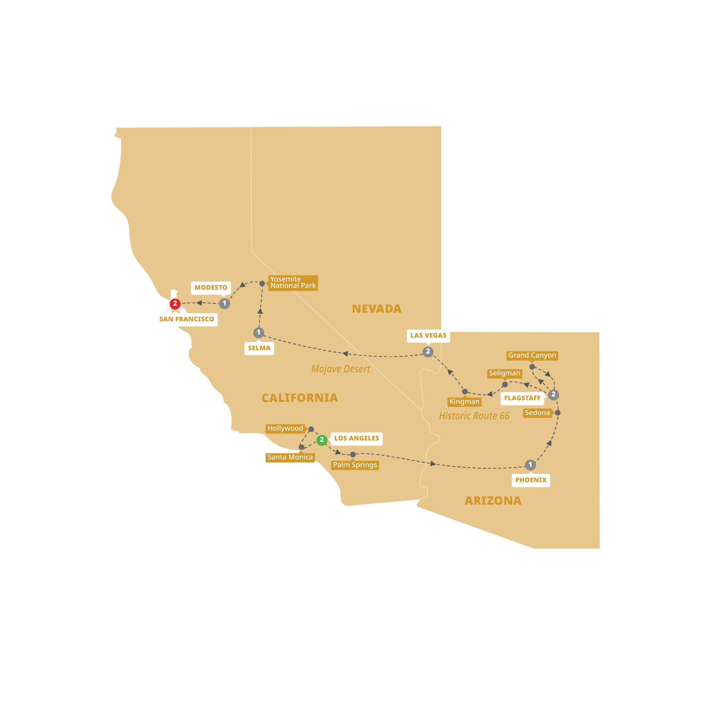 Map of Best of the West from Trafalgar