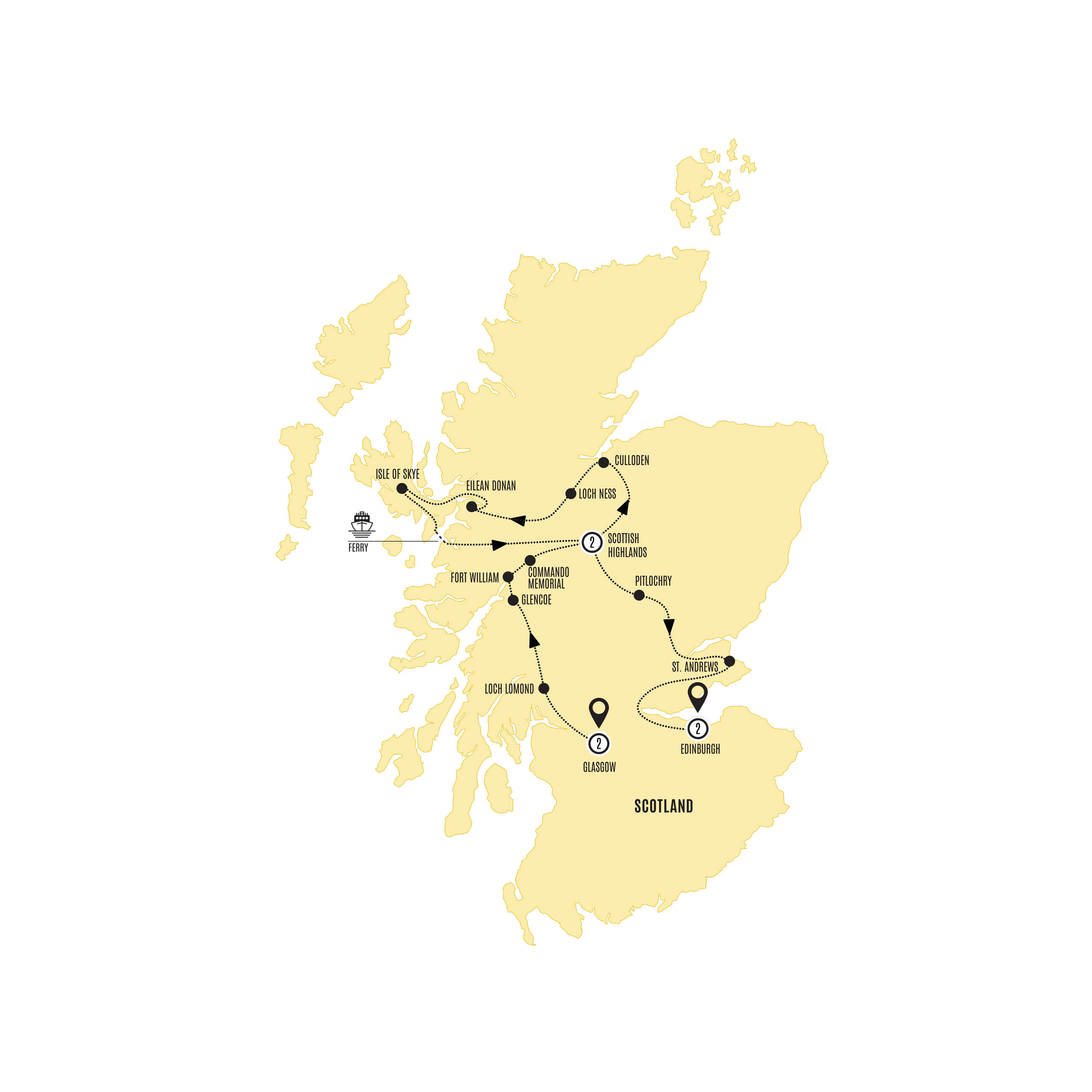 tourhub | Costsaver | Majestic Scotland | Tour Map