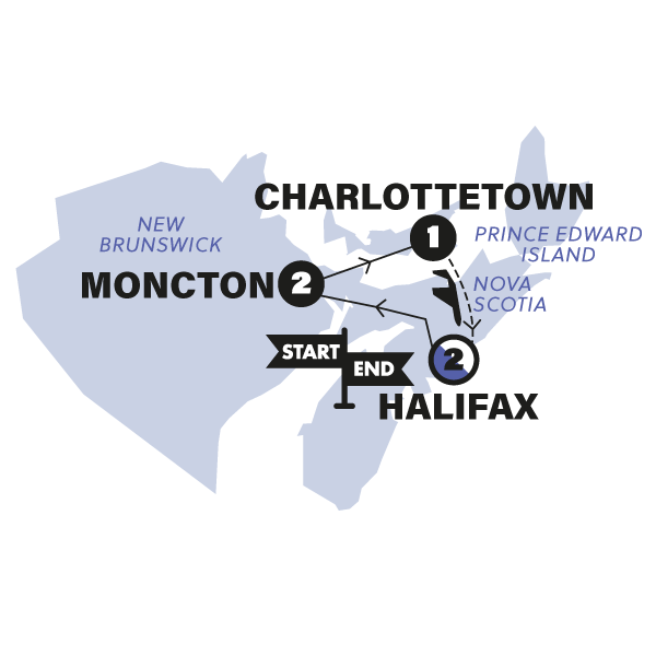tourhub | Contiki | Atlantic Canada | Tour Map