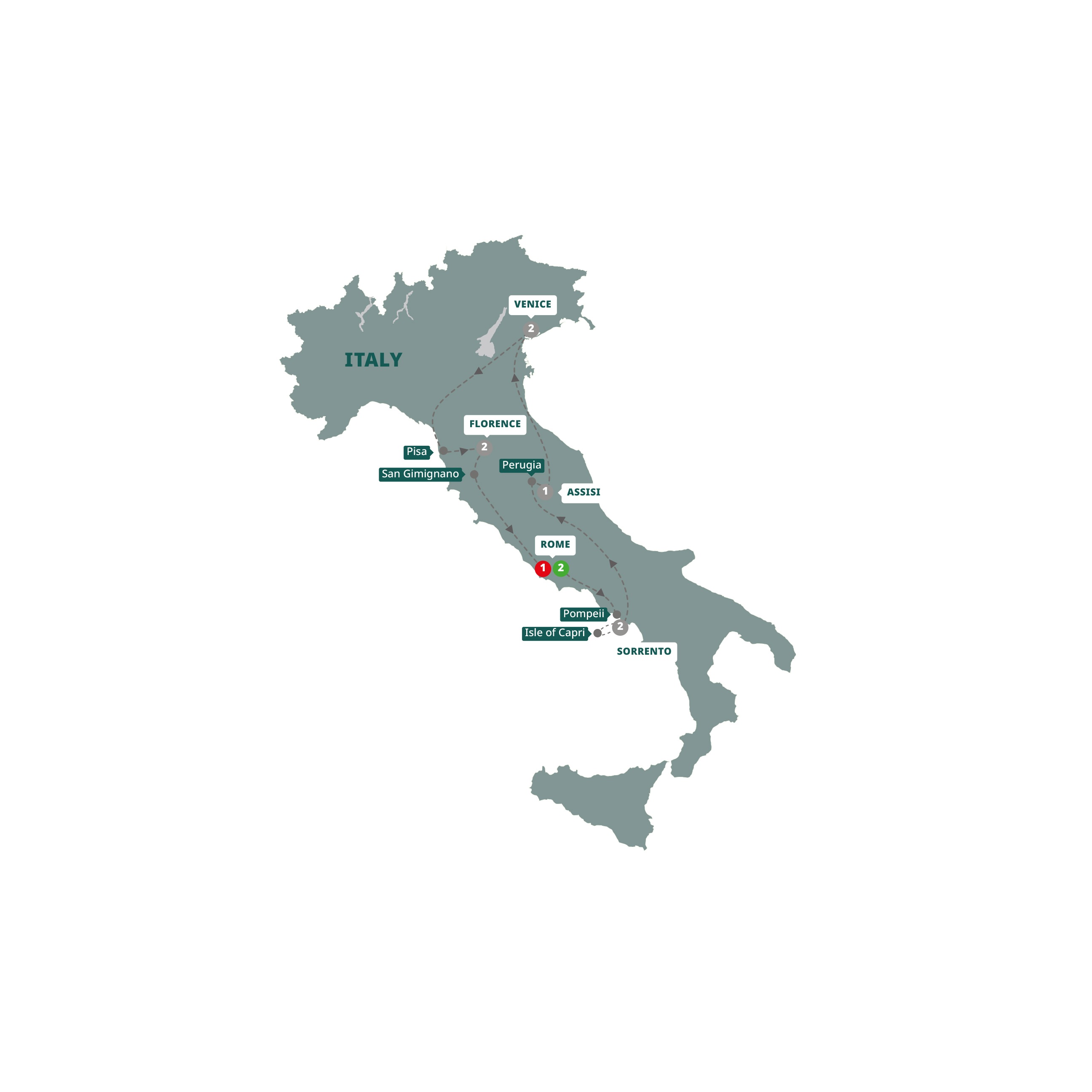 tourhub | Trafalgar | Italy Bellissimo | WTBEZM18 | Route Map