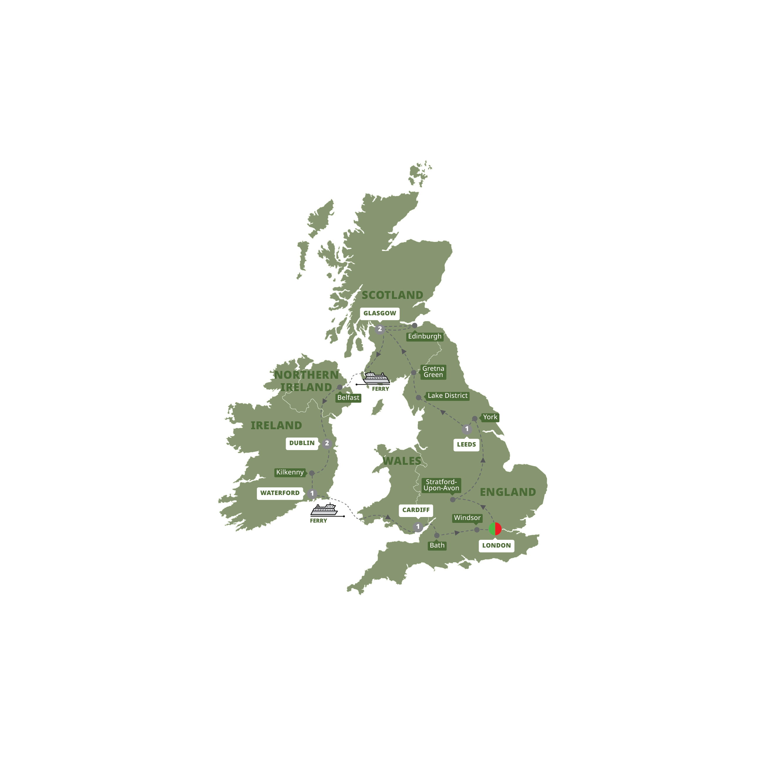 Map of Britain and Ireland Delight from Trafalgar