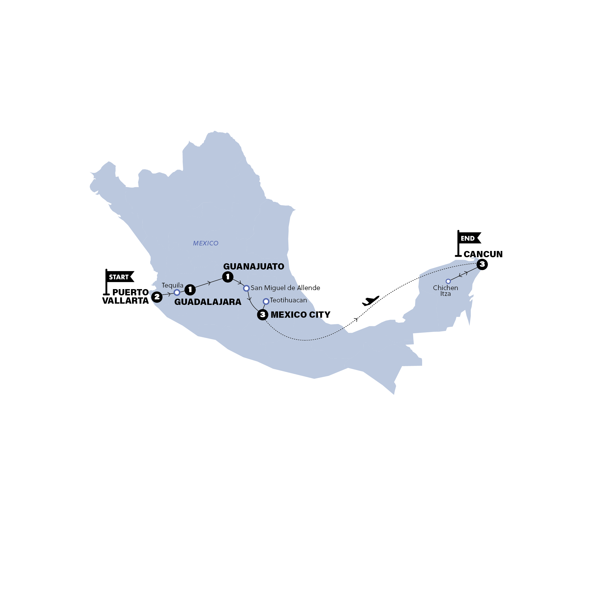 tourhub | Contiki | Mexico Grande | Tour Map