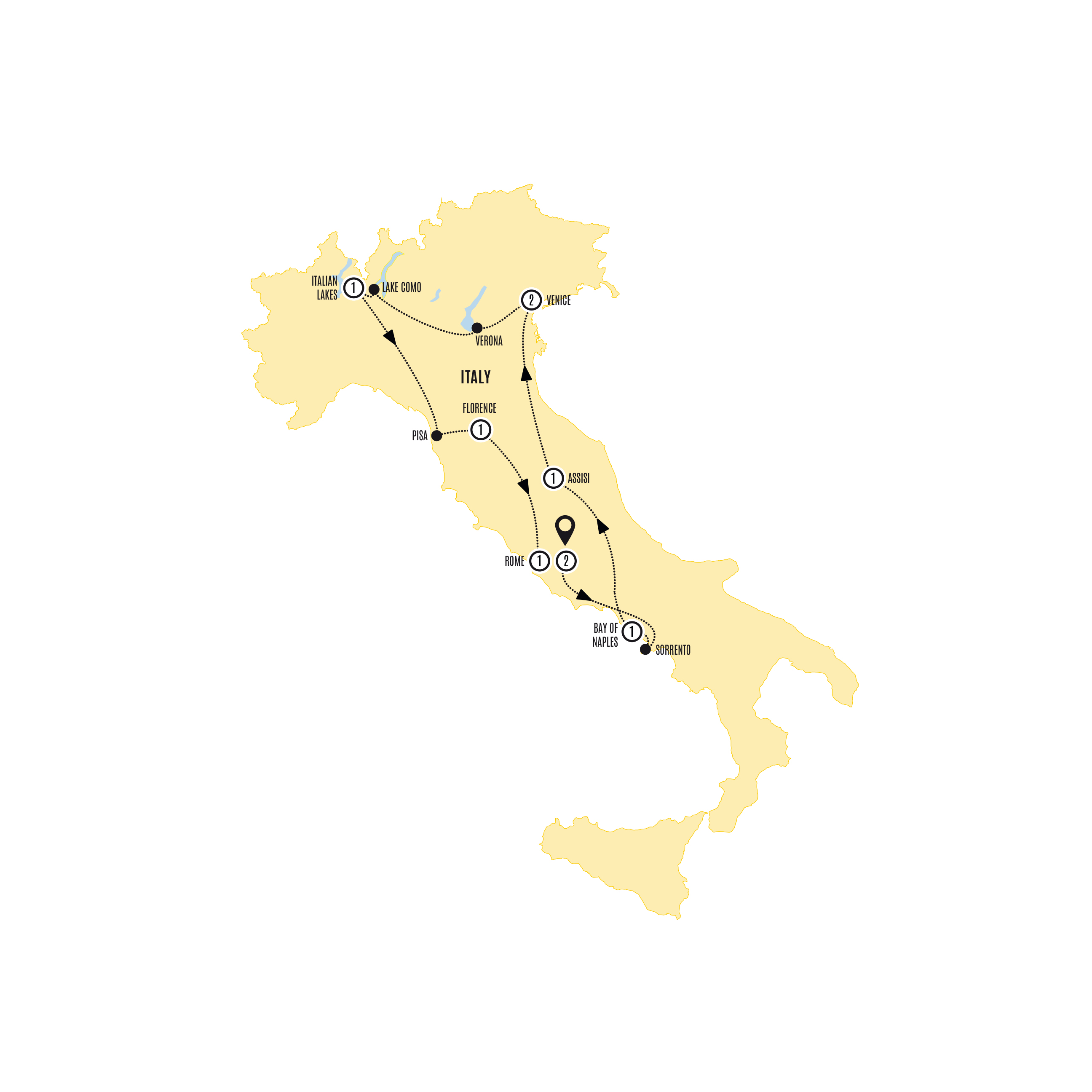 tourhub | Costsaver | Italian Scene | Tour Map