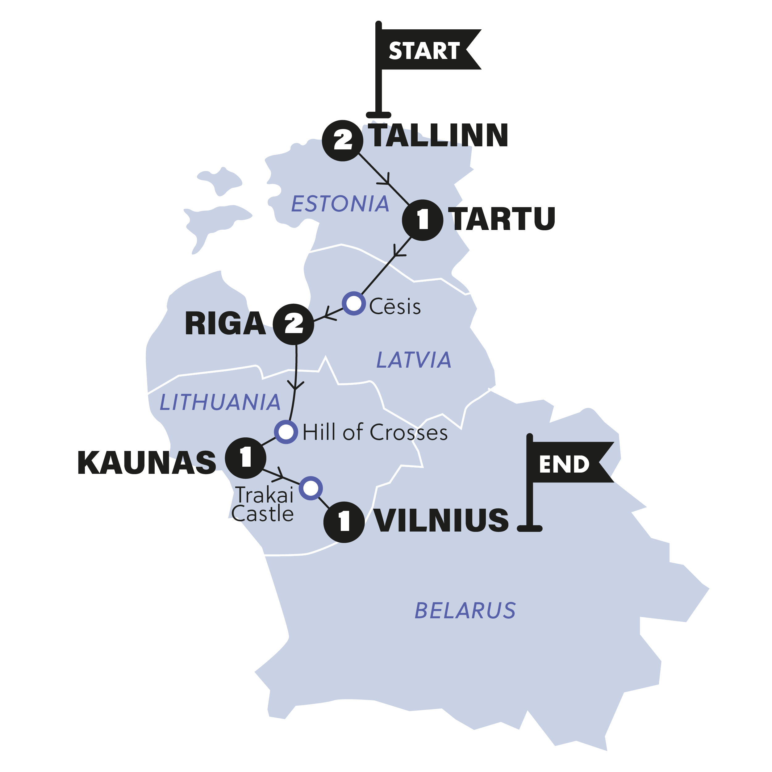 tourhub | Contiki | Best of Baltics | 2024 & Beyond | Summer 2026 | Tour Map