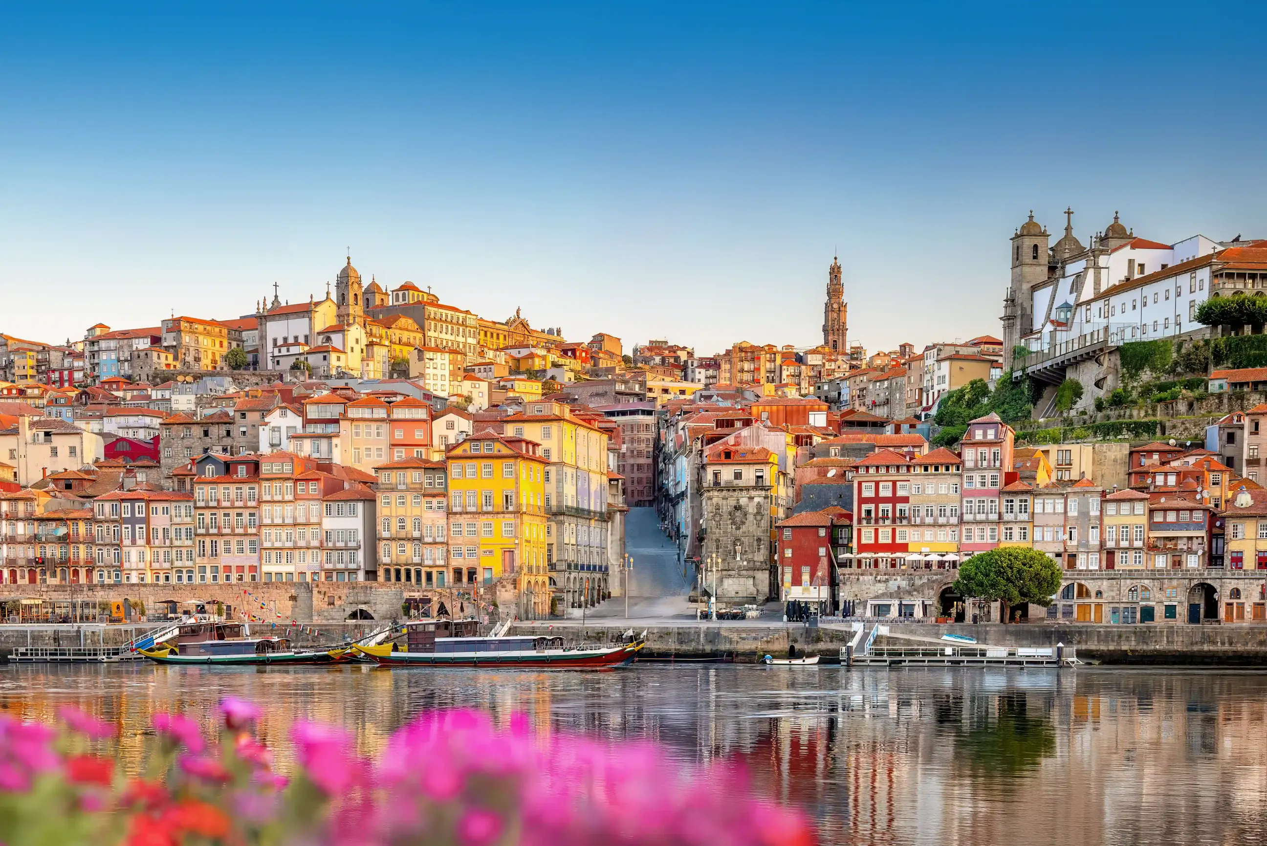A panoramic view of Ribeira in Porto, Portugal