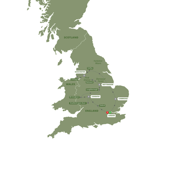 English Adventure Itinerary Map