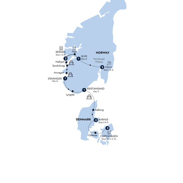 Country Roads of Scandinavia Itinerary Map