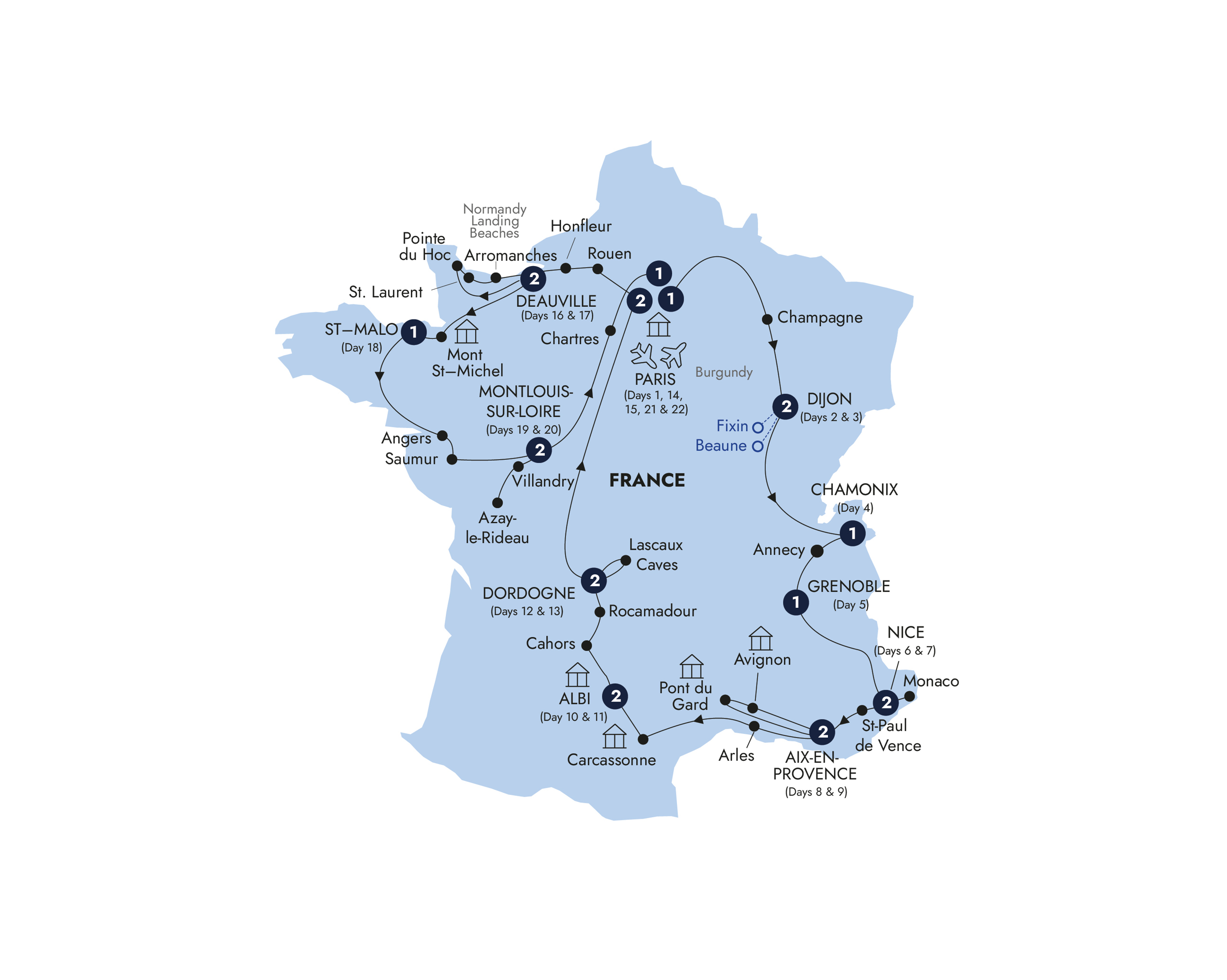 tourhub | Insight Vacations | French Heritage - Classic Group | Tour Map