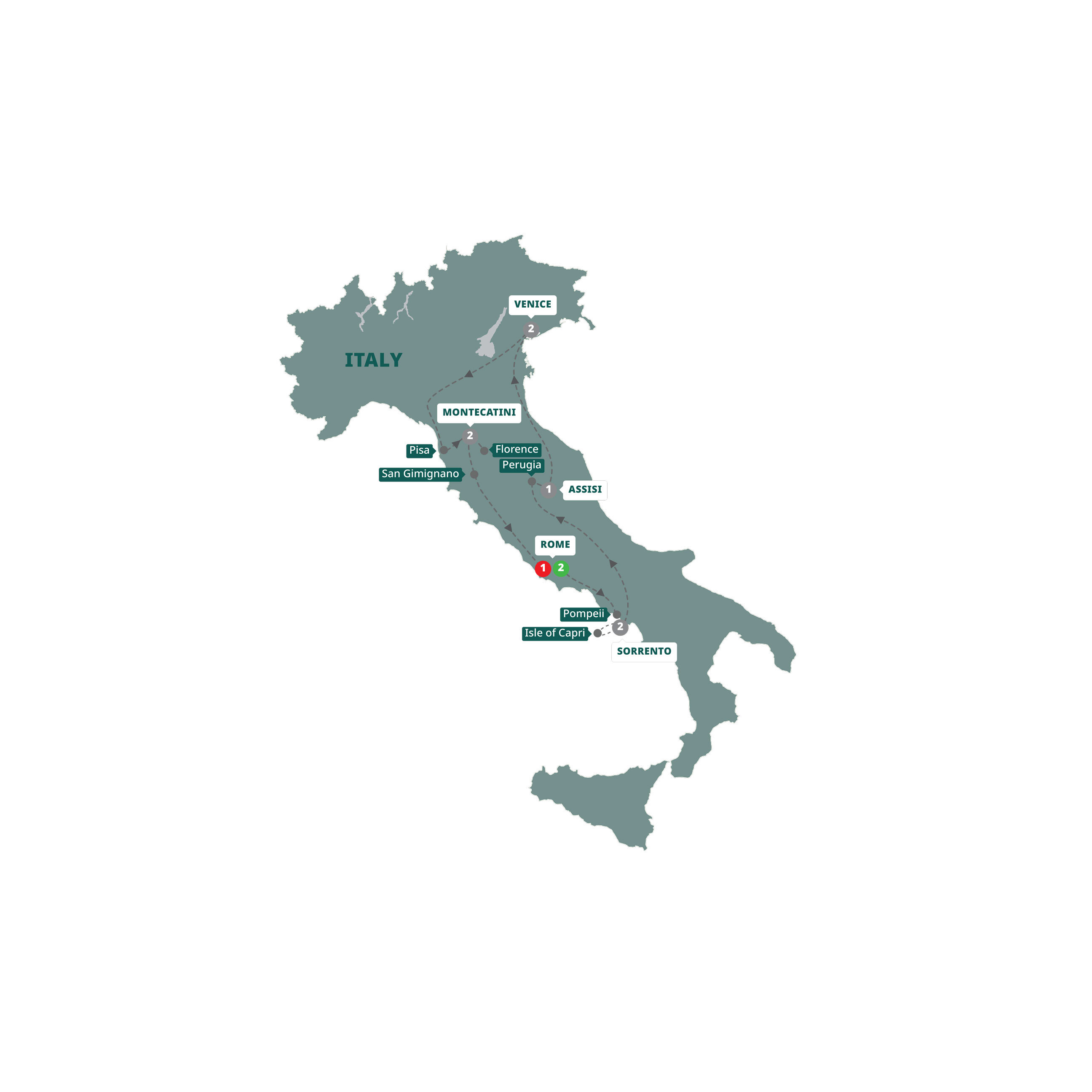 Map of Italy Bellissimo (2026 - 2027) from Trafalgar