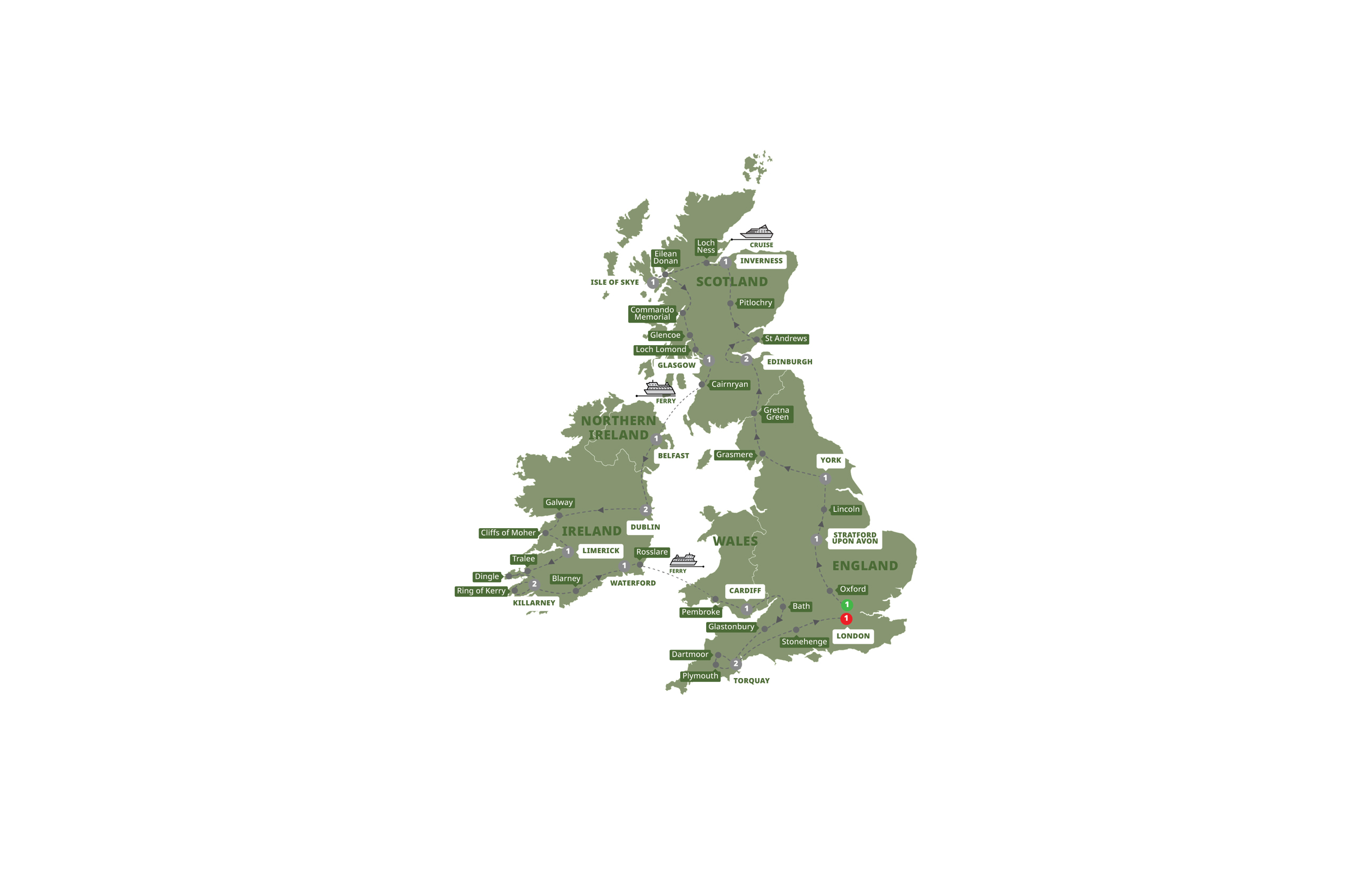 Map of Romantic Britain & Ireland from Trafalgar