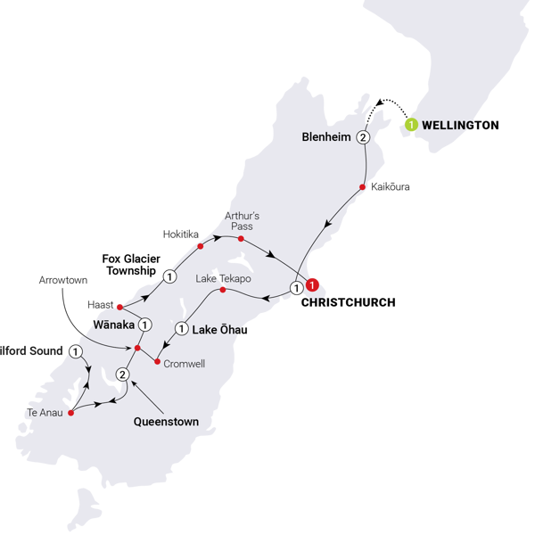 New Zealand's Southern Sounds Itinerary Map