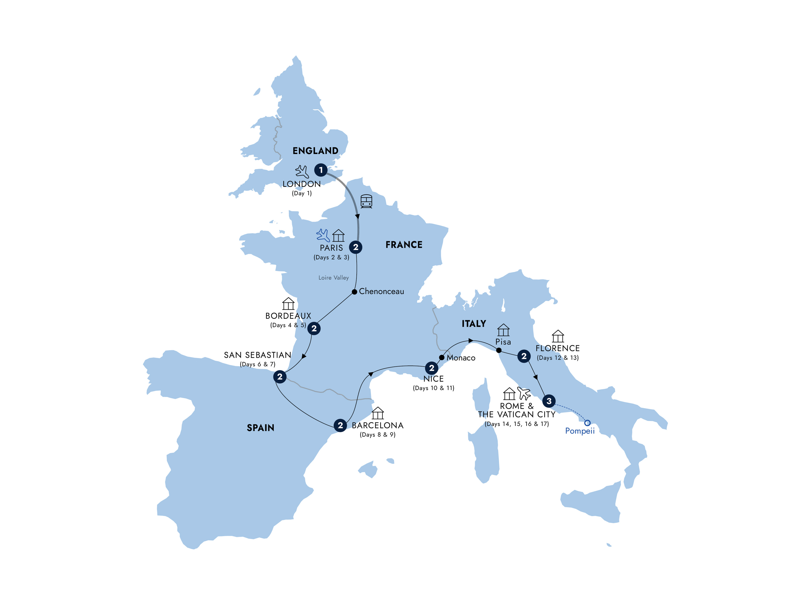 Map of Mediterranean Journey (Summer 2027) from Insight Vacations