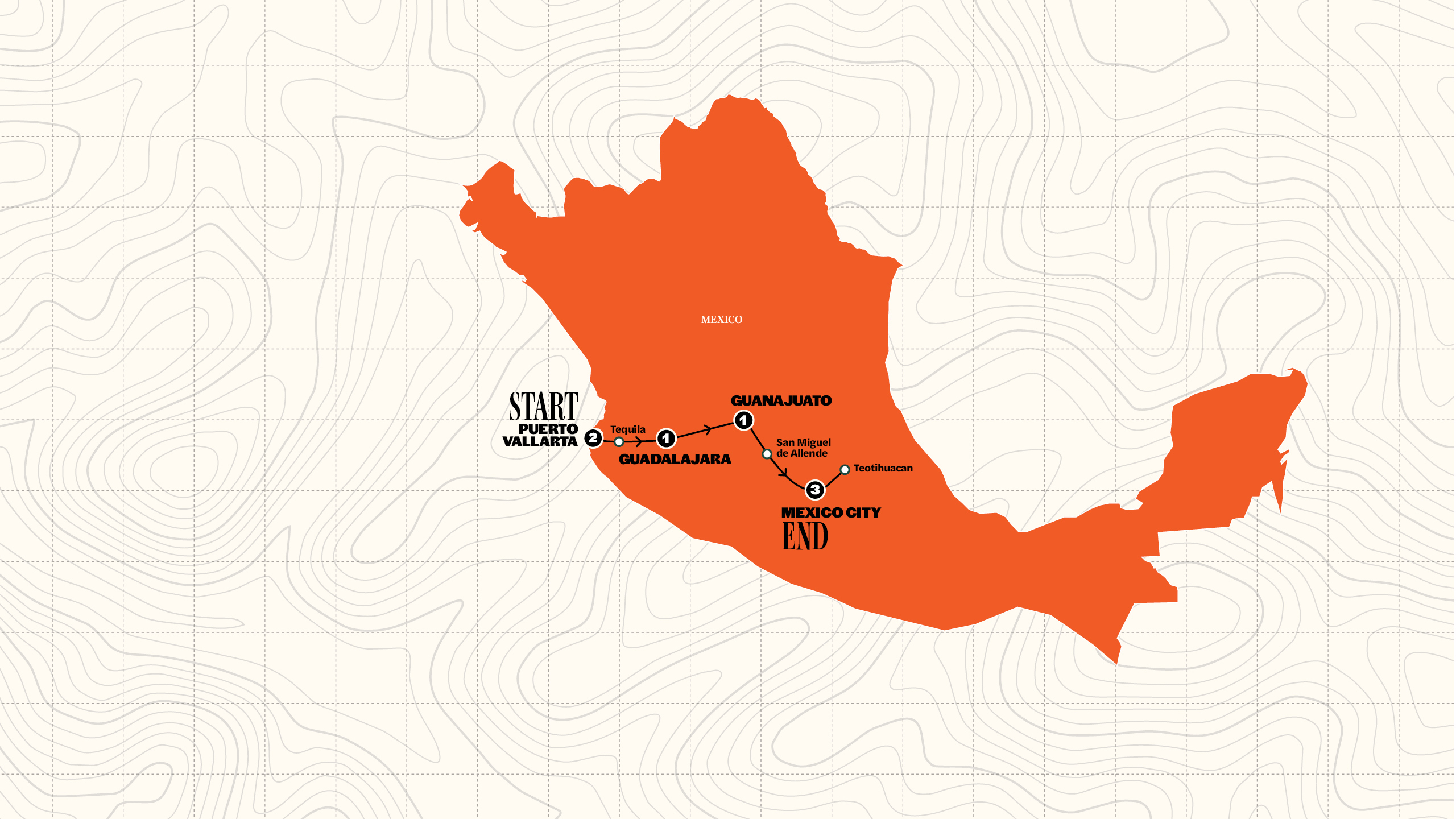 Map of Mexican Fiesta from Contiki