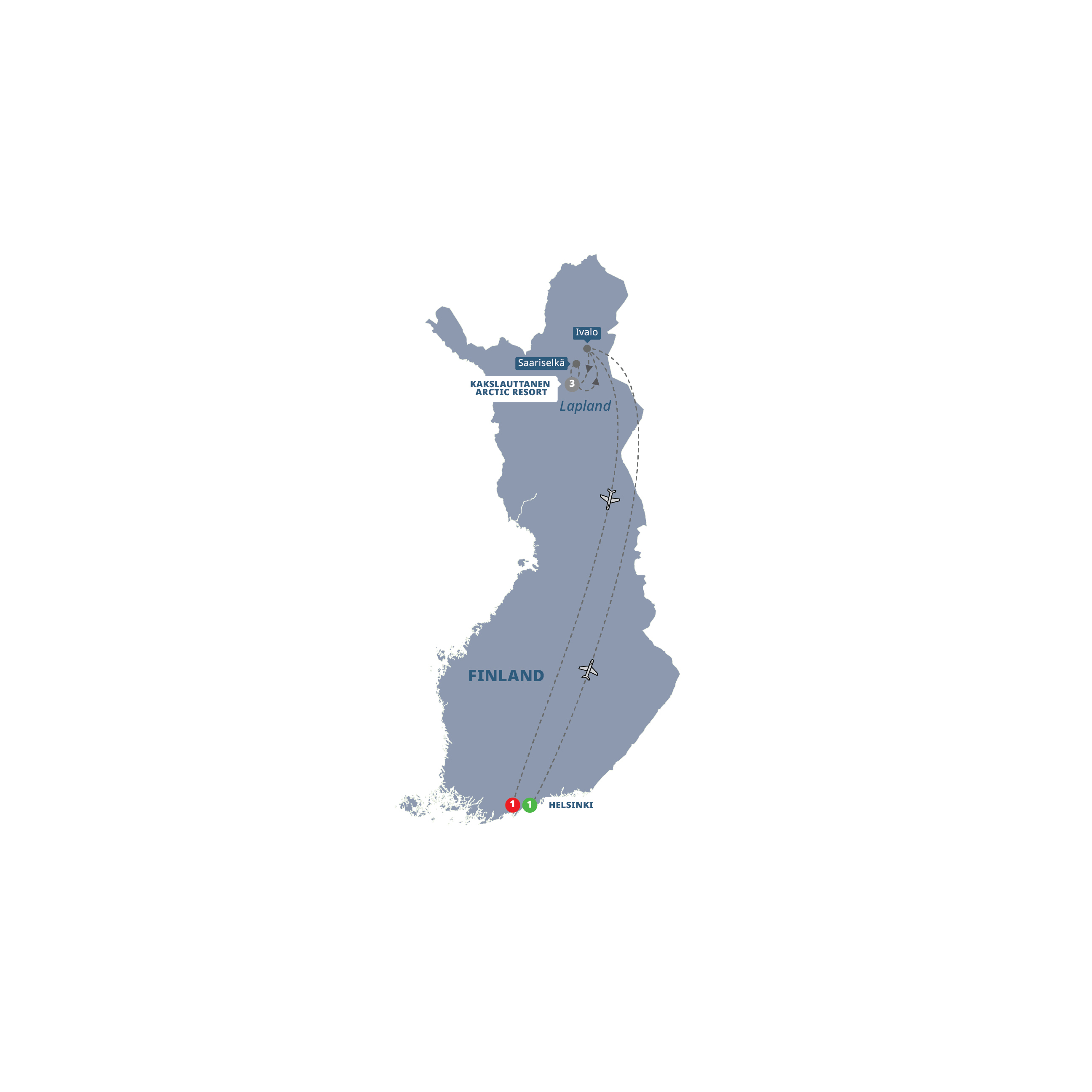 Map of Finland Beneath the Northern Lights  from Trafalgar