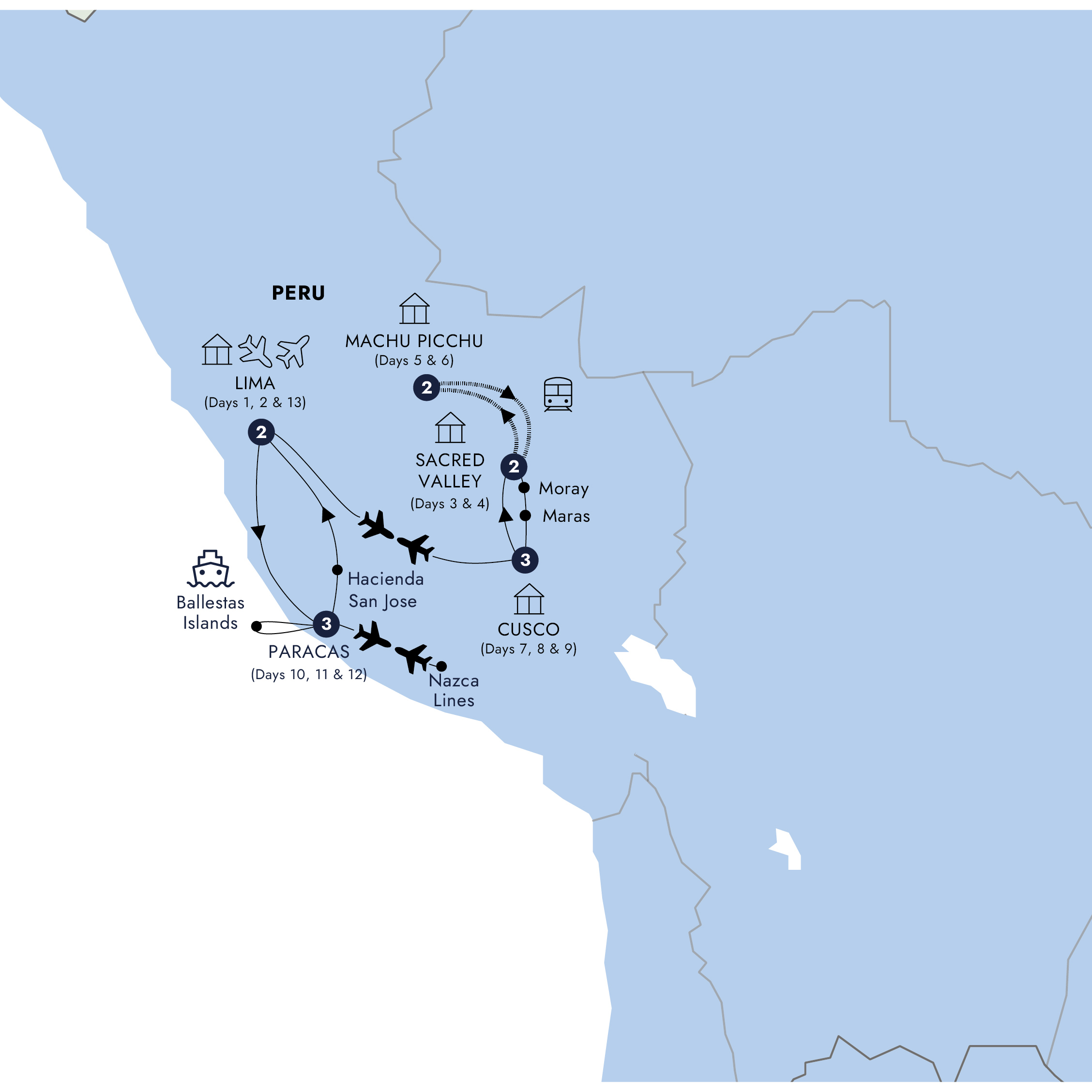 Map of Peru with Machu Picchu & Nazca Lines - Small Group (Summer 2027) from Insight Vacations